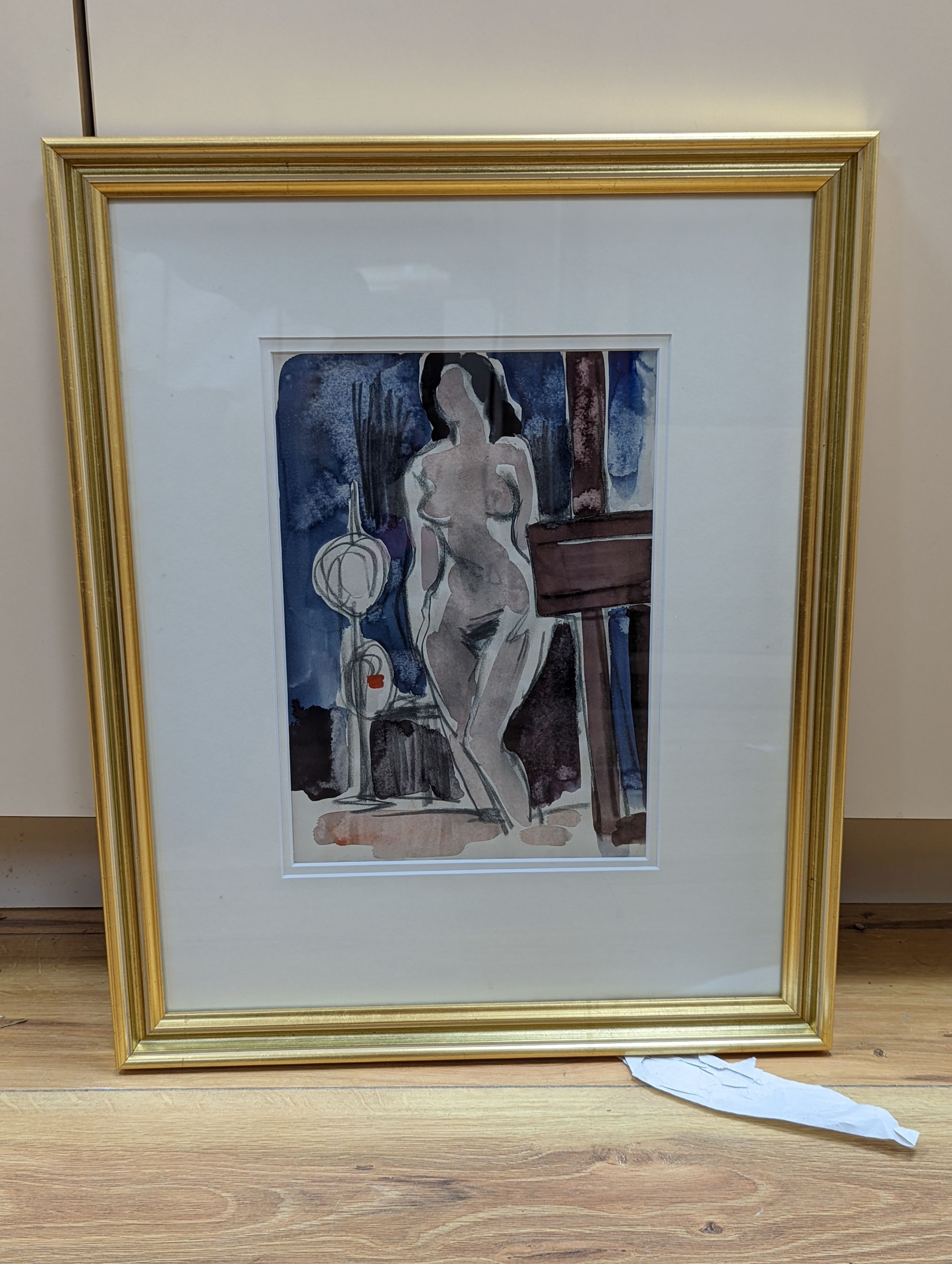Sidney d'Horne Shepherd (1909-1993), watercolour, Standing female nude, 27 x 19cm